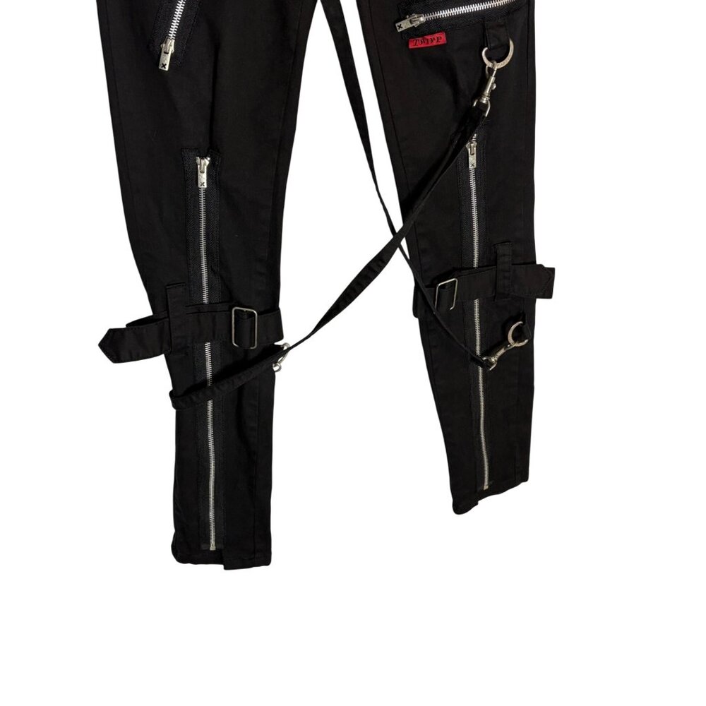 Tripp NYC Black Skinny Buckle Strap Zip Detail Pants - Picture 7 of 16